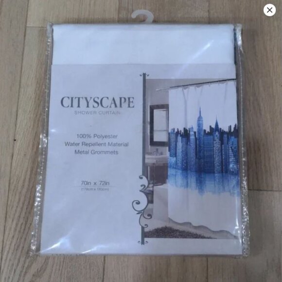 Cityscape shower curtain brand new and packaging metal grommets skyline washable - Picture 2 of 3